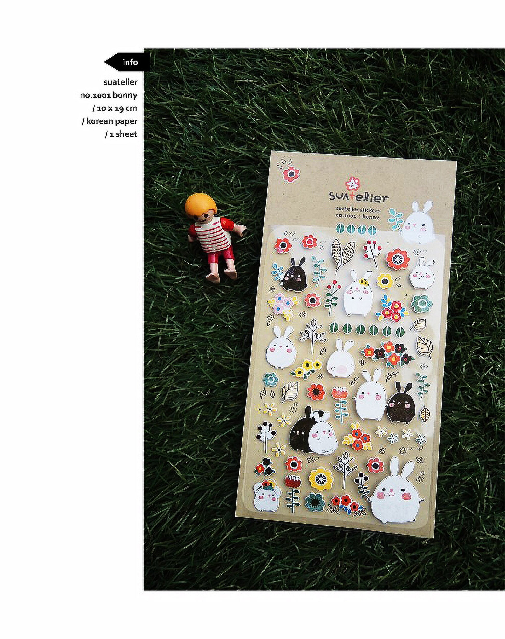 Suatelier Stickers Sonia |Korean Journal Stickers Scrapbooking| Craft animals Stickers for gifting| Nail deco stickers| bunny panda dino