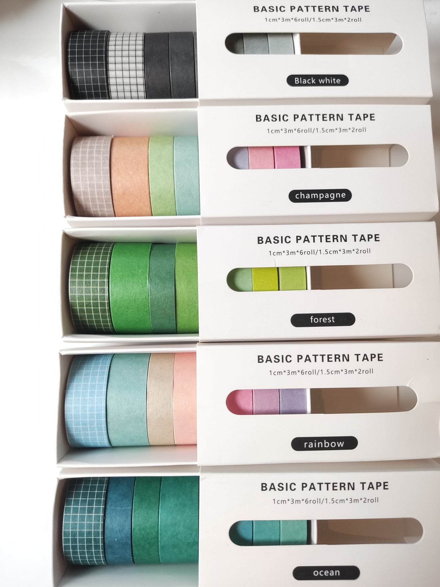 8 Rolls Basic Washi Tape Set | light color simple washi tape for sweet theme Journal deco |Candy color & Rainbow